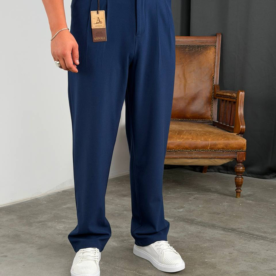 Erkek Lacivert Beli Lastikli Baggy Pantolon