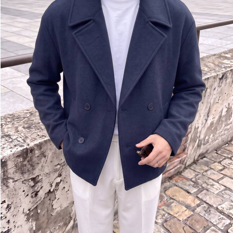 Lacivert Double Breasted Jacket - İkinci Görünüm